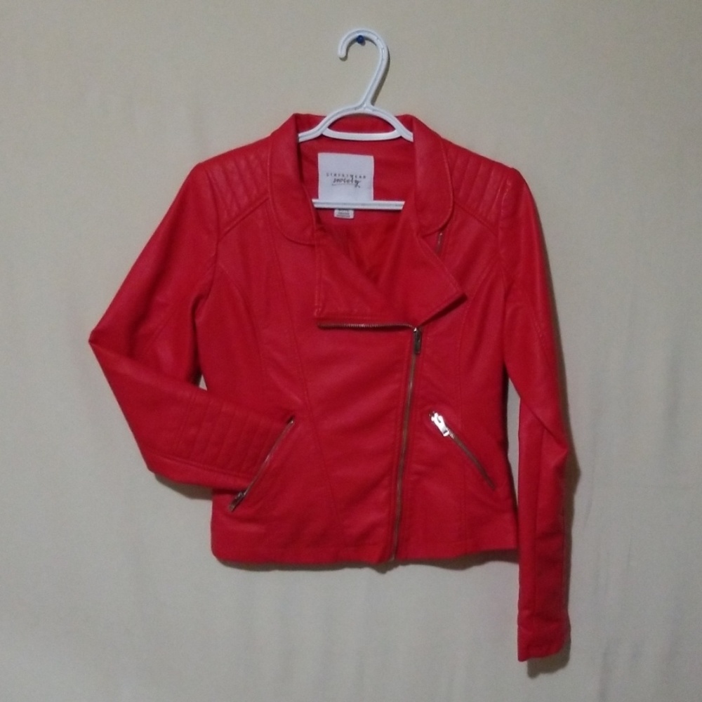 🌸Red Leather Jacket